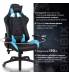 Кресло компьютерное  "GT Master GM-110", две подушки, экокожа, черное/голубое, 531928. Фото товара с разных ракурсов.