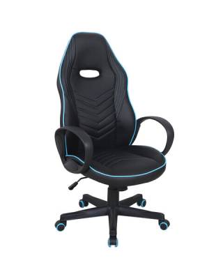 Кресло компьютерное  "Flame GM-004", экокожа, черное/голубое, 532498