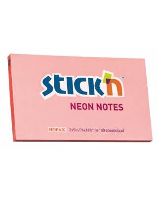 Блок самоклеящийся бумажный Stick`n 21170 76x127мм 100лист. 70г/м2 неон розовый