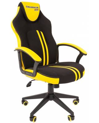 Игровое кресло Chairman game 26 Россия текстиль_экокожа черный/желтый