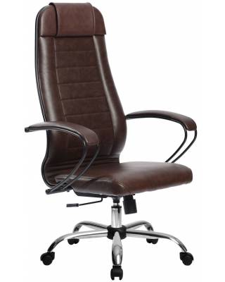 Кресло руководителя МЕТТА Комплект 28 Хром коричневое (перфорированная кожа)