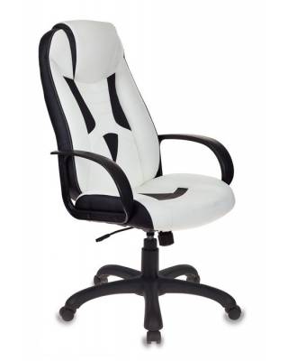 Игровое геймерское кресло VIKING-8 (черно-белый кожзам)