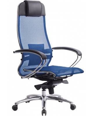 Кресло руководителя Samurai S-1.03 синее (хром)