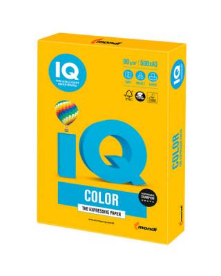 Бумага цветная IQ color БОЛЬШОЙ ФОРМАТ (297х420 мм), А3, 80 г/м, 500 л., интенсив, солнечно-желтая, SY40
