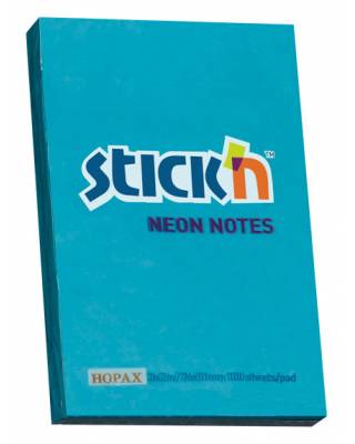 Блок самоклеящийся бумажный Stick`n 21207 51x76мм 100лист. 70г/м2 неон голубой