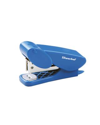 Степлер Silwerhof 401003-28 ELLIPSE N10 (12листов) встроенный антистеплер синий 50скоб пластик коробка