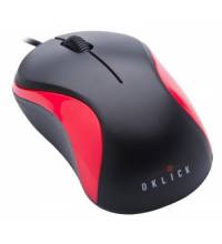 Мышь Oklick 115S черный, красный оптическая (1000dpi) USB для ноутбука (2but)