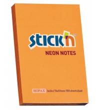 Блок самоклеящийся бумажный Stick`n 21160 51x76мм 100лист. 70г/м2 неон оранжевый