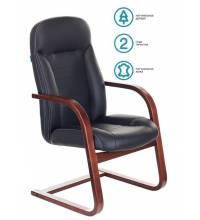 Кресло Бюрократ T-9923WALNUT-AV/BL низкая спинка черный кожа