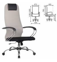 Кресло офисное  PREMIUM "Ultimate EX-800" хром, плотная двойная сетка Х2, черное/бежевое, 532913