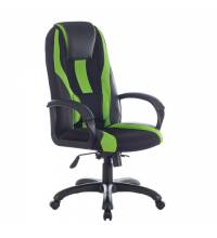 Кресло компьютерное  PREMIUM "Rapid GM-102", НАГРУЗКА 180 кг, экокожа/ткань, черное/зеленое, 532419, GM-102_532419
