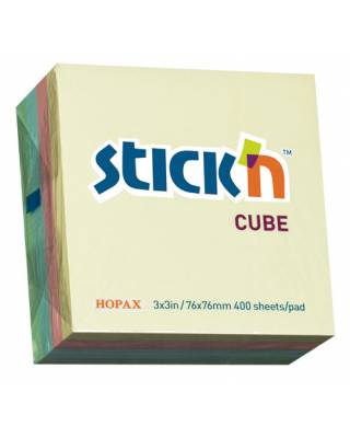 Блок самоклеящийся бумажный Stick`n 21013 76x76мм 400лист. 70г/м2 пастель 4цв.в упак.