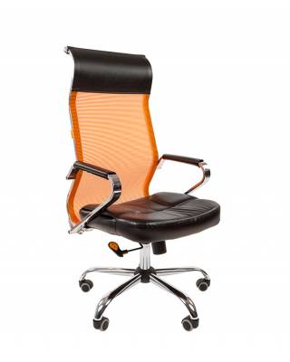 Офисное кресло Chairman 700 Россия экопремиум черный/сетка оранжевая 5007 н.м.