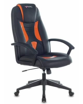 Кресло игровое геймерское Бюрократ VIKING-8 черный/оранжевый искусственная кожа крестовина пластик