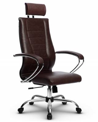 Эргономичное кресло руководителя Метта комплект 35 коричневая перфорированная кожа