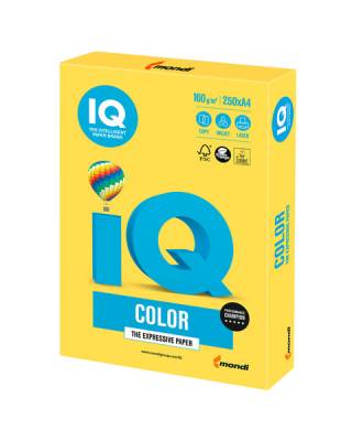 Бумага цветная IQ color, А4, 160 г/м2, 250 л., интенсив, канареечно-желтая, CY39