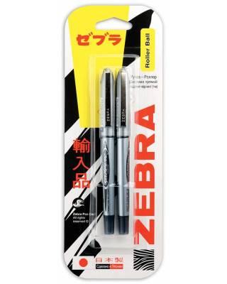 Ручка-роллер Zebra ZEB-ROLLER BE& DX5 0.5мм игловидный пиш. наконечник черный/черный блистер (2шт)