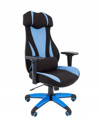 Игровое кресло Chairman Game 14 черное-голубое
