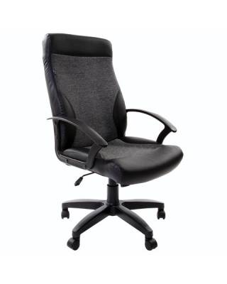 Кресло офисное  "Trust EX-535", экокожа черная, ткань серая, 531383