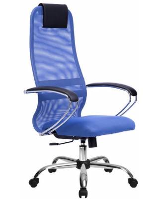 Кресло руководителя Метта BK-8CH №23  хром (синее)