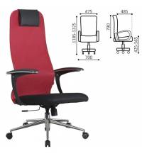 Кресло офисное  PREMIUM "Ultimate EX-801" хром, плотная двойная сетка Х2, черное/красное, 532921
