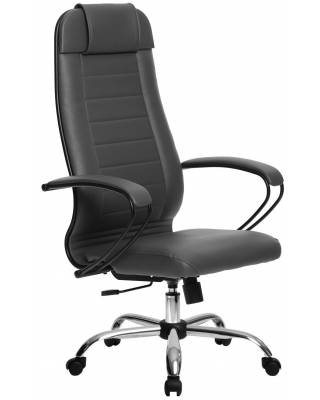 Кресло руководителя МЕТТА Комплект 28 Хром серое (перфорированная кожа)