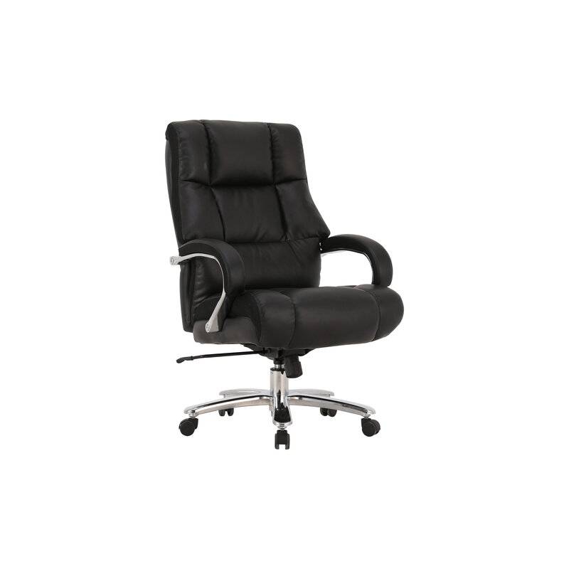 Кресло офисное  PREMIUM "Bomer HD-007", НАГРУЗКА до 250 кг, рециклированная кожа, хром, черное главное фото