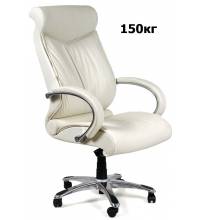 Кресло СHAIRMAN 420 (белая кожа, хром)
