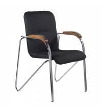 Кресло для приемных и переговорных BRABIX "Samba CF-103", хром, орех (D-8), к/з черный, собрано, 532756