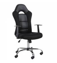 Кресло офисное BRABIX Fusion EX-560, экокожа/ткань, хром, черное, 531581