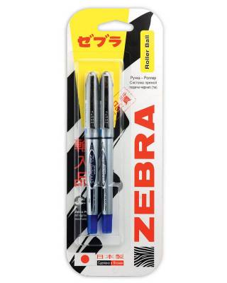 Ручка-роллер Zebra ZEB-ROLLER BE& DX5 0.5мм игловидный пиш. наконечник синий/синий блистер (2шт)