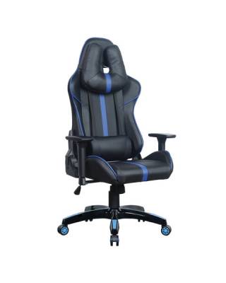 Кресло компьютерное  "GT Carbon GM-120", две подушки, экокожа, черное/синее, 531930