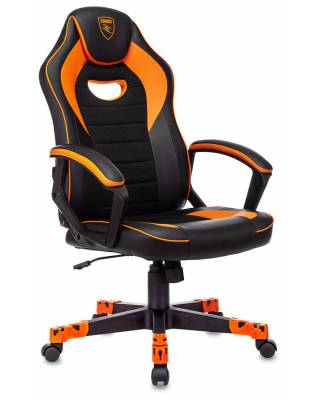 Кресло игровое Zombie GAME 16 черный/оранжевый текстиль/эко.кожа