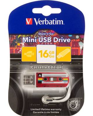 Флеш Диск Verbatim 16Gb Mini Cassette Edition 49398 USB2.0 красный/рисунок