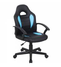 Кресло компьютерное  "Spark GM-201", экокожа, черное/голубое, 532505