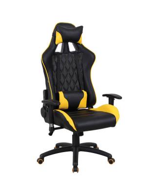 Кресло компьютерное  "GT Master GM-110", две подушки, экокожа, черное/желтое, 531927