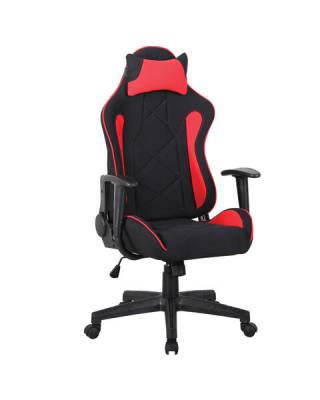 Кресло компьютерное  "GT Racer GM-101", подушка, ткань, черное/красное, 531820