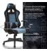 Кресло компьютерное  "GT Racer GM-100", две подушки, ткань, черное/голубое, 531818. Фото товара с разных ракурсов.