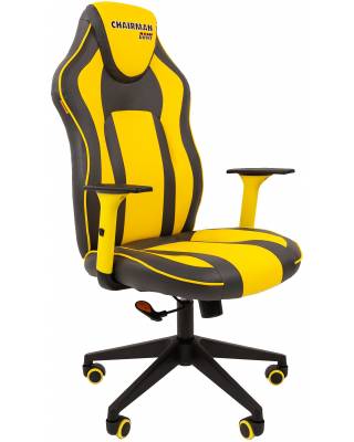 Игровое кресло Chairman game 23 Россия экопремиум серый/желтый