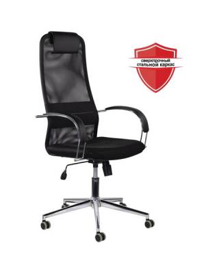 Кресло офисное  "Pilot EX-610 CH" premium, хром, ткань-сетка, черное