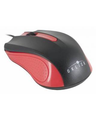 Мышь Oklick 225M черный, красный оптическая (1200dpi) USB (2but)