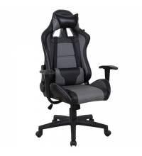 Кресло компьютерное  "GT Racer GM-100", две подушки, экокожа, черное/серое, 531926