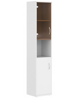 Шкаф колонка с малой глухой и стеклянной дверьми СУ-1.4(R) Белый 406*365*1975