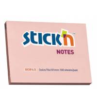 Блок самоклеящийся бумажный Stick`n 21151 76x101мм 100лист. 70г/м2 пастель розовый