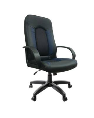 Кресло офисное  "Strike EX-525", экокожа черная/синяя, ткань серая, TW, 531378