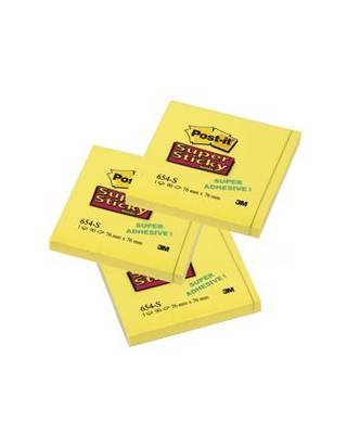 Блок самоклеящийся бумажный 3M Post-it Super Sticky 654-S 7100062368 76x76мм 90лист. неон желтый