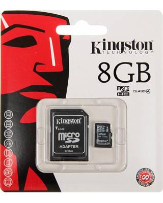 Флеш карта microSDHC 8Gb Class4 Kingston SDC4/8Gb + adapter