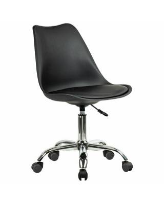 Кресло стул  "Eames MG-310 CH", хром, пластик черный, экокожа черная, 532925