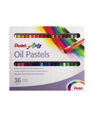 Пастель масляная художественная PENTEL "Oil Pastels", 36 цветов, круглое сечение, картонная упаковка, PHN4-36