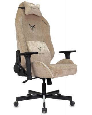 Кресло игровое Knight N1 Fabric бежевый Light-21 с подголов. крестов. металл